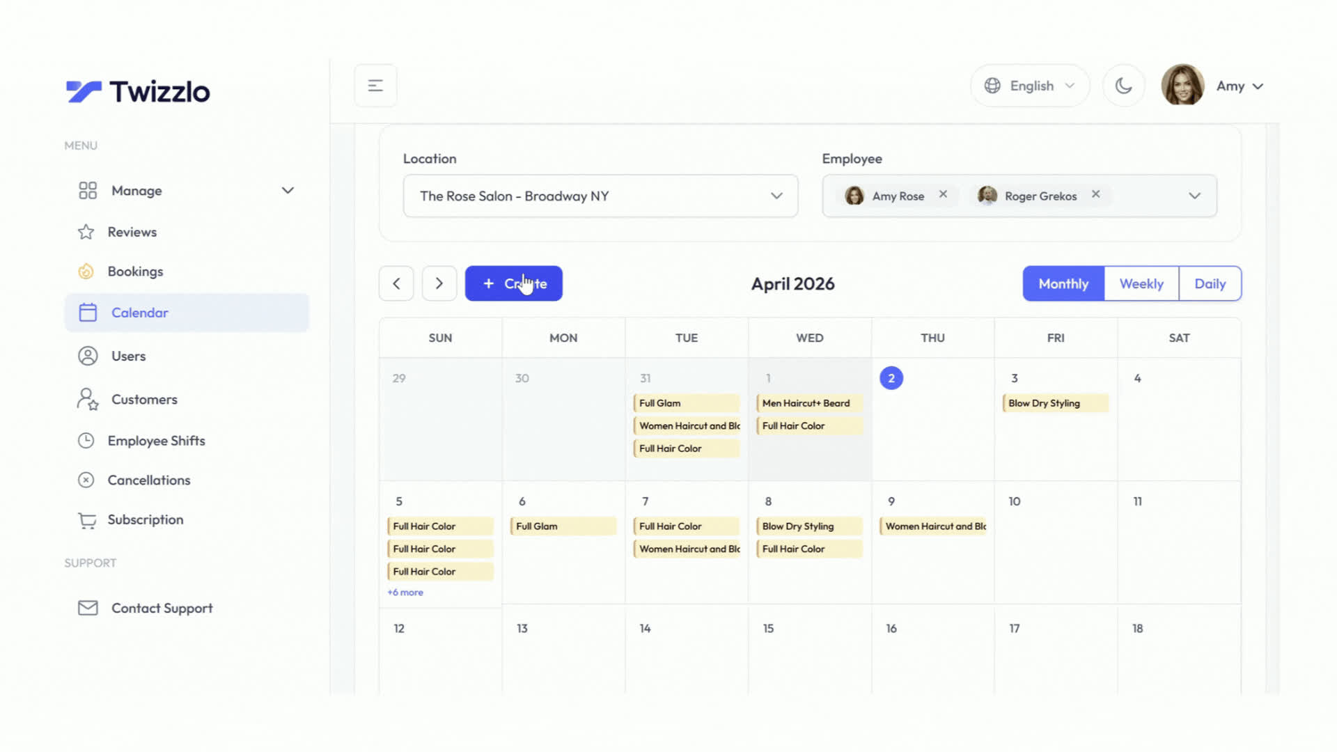 Twizzlo booking demo preview