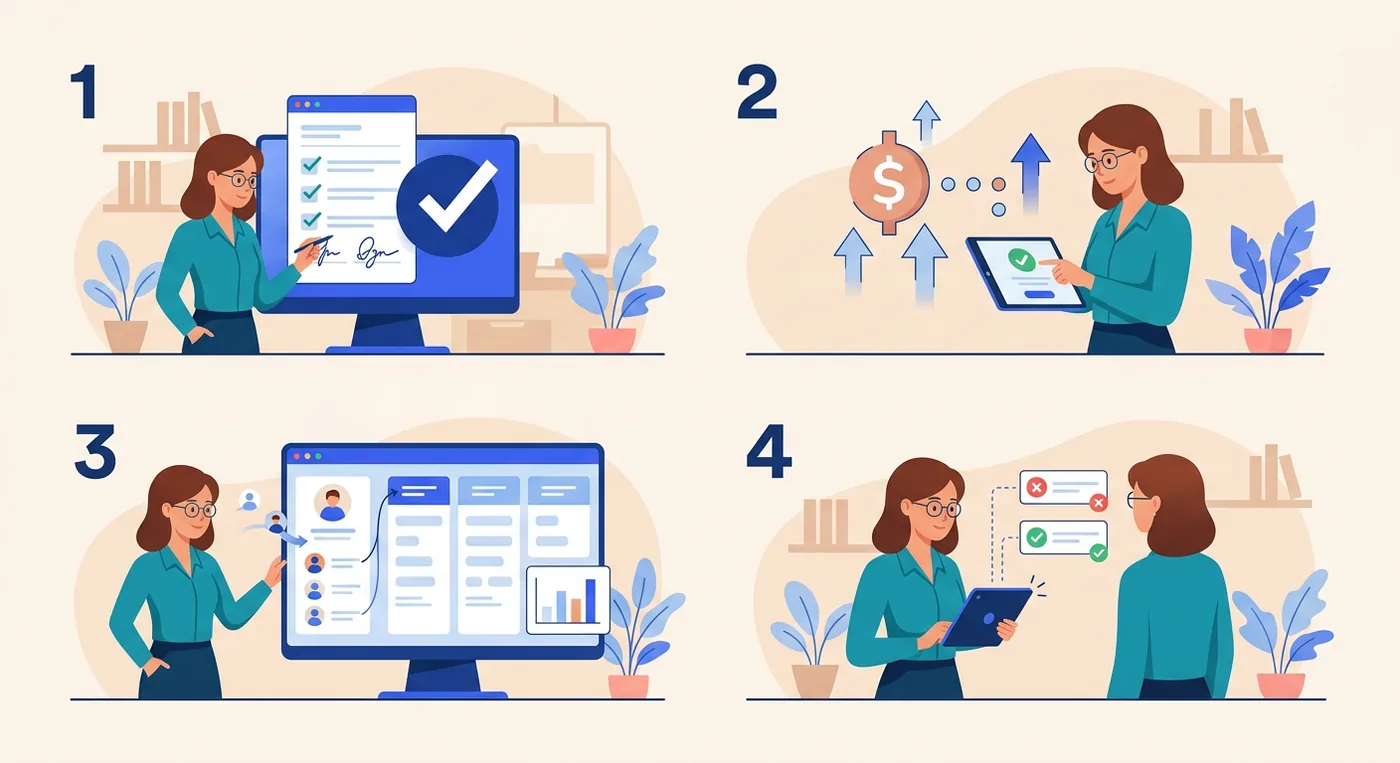 An infographic showing four key benefits of using digital forms to reduce chargeback risks for businesses.